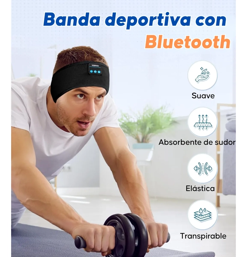 CINTILLO ANTIFAZ BANDA BLUETOOTH AURICULAR DEPORTE MUSICA - 3