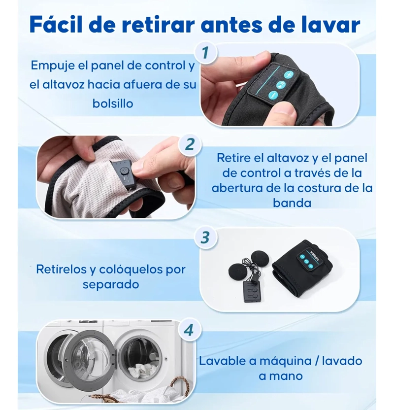 CINTILLO ANTIFAZ BANDA BLUETOOTH AURICULAR DEPORTE MUSICA - 4