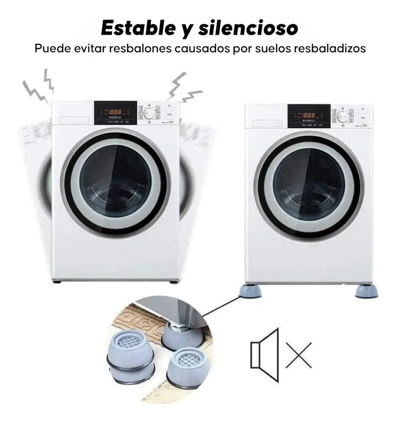 PACK 4 SOPORTES ANTIVIBRACION LAVADORA MUEBLES MULTIUSOS - 4