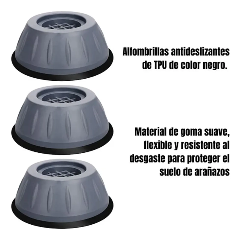 PACK 4 SOPORTES ANTIVIBRACION LAVADORA MUEBLES MULTIUSOS - 5