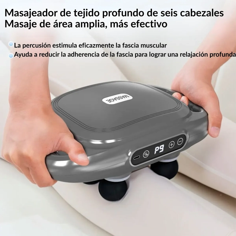 PISTOLA MASAJE 6 CABEZALES PANTALLA LCD SILENCIOSA RELAJANTE - 3