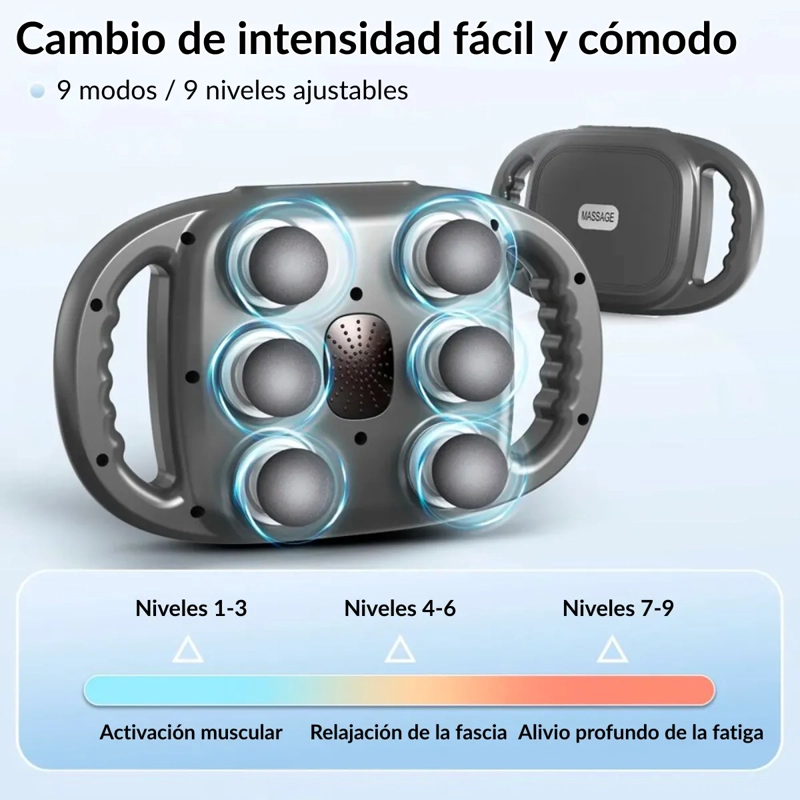 PISTOLA MASAJE 6 CABEZALES PANTALLA LCD SILENCIOSA RELAJANTE - 4