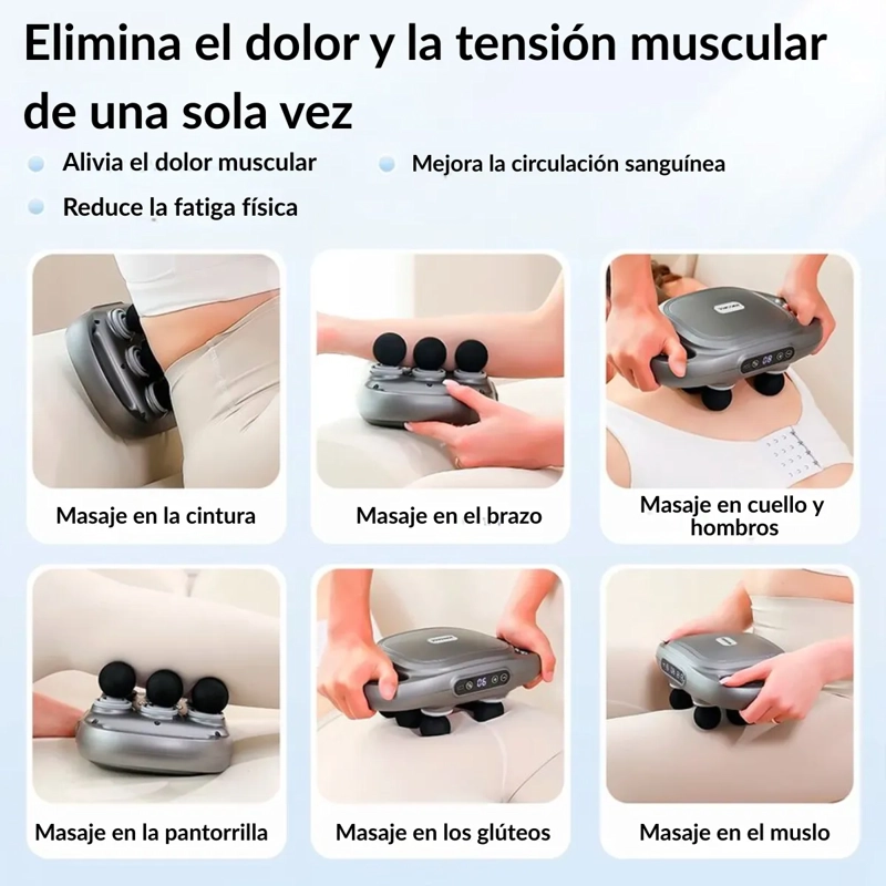 PISTOLA MASAJE 6 CABEZALES PANTALLA LCD SILENCIOSA RELAJANTE - 5