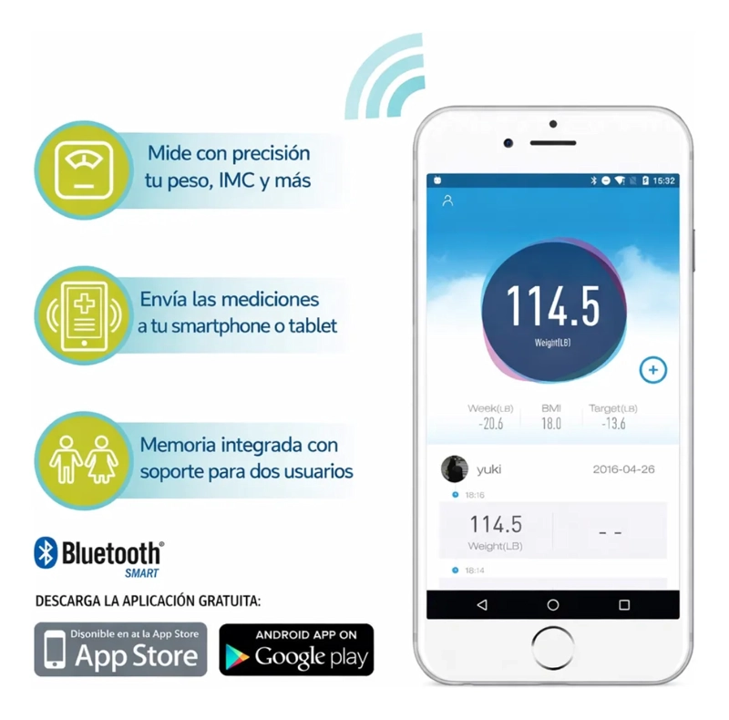BASCULA ELECTRONICA INTELIGENTE IRM APP GRASA CORPORAL 180KG - 2