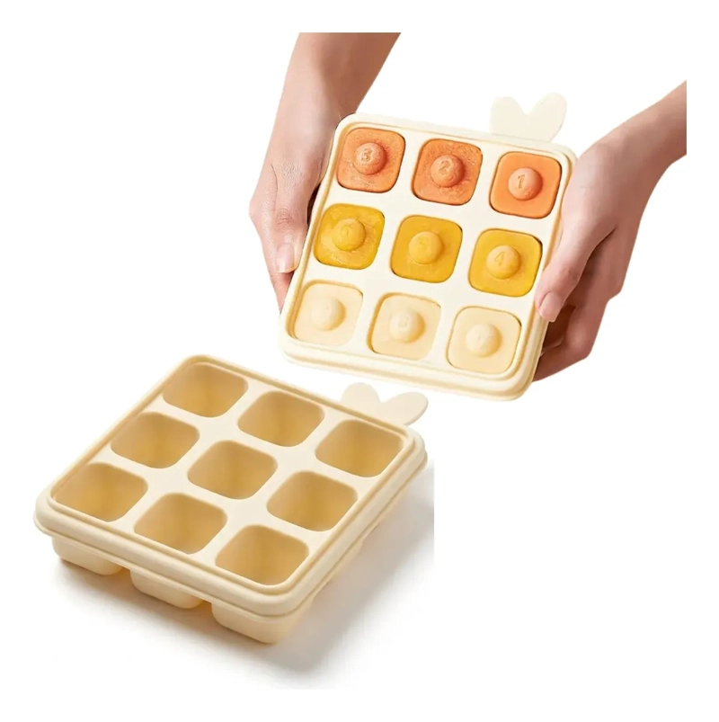 CUBETA MOLDE DE SILICONA CON TAPA PARA HIELO ALIMENTOS - 1