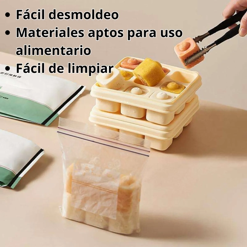 CUBETA MOLDE DE SILICONA CON TAPA PARA HIELO ALIMENTOS - 2