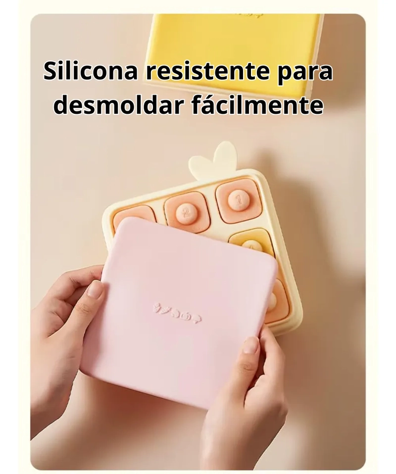 CUBETA MOLDE DE SILICONA CON TAPA PARA HIELO ALIMENTOS - 3