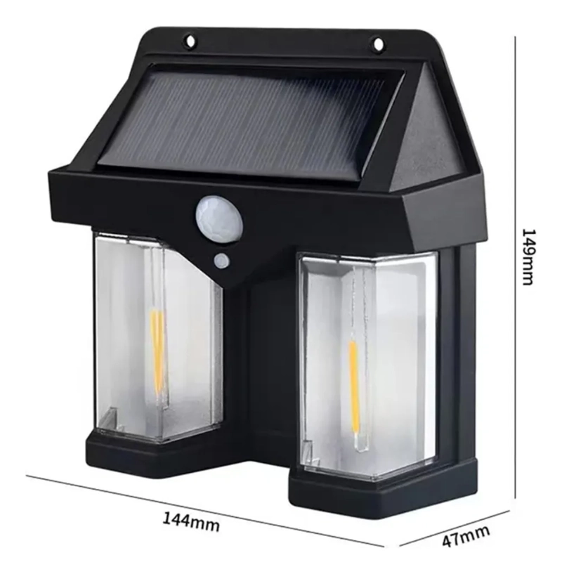 FOCO SOLAR EXTERIOR 2LUCES LED SENSOR MOVIMIENTO IMPERMEABLE - 5