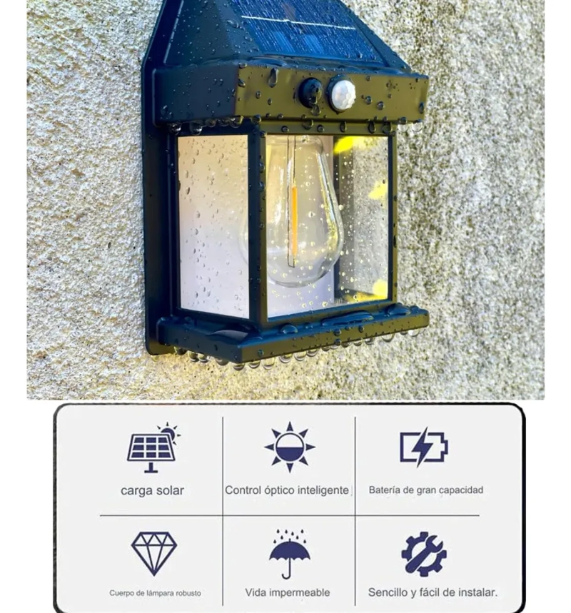 FOCO SOLAR EXTERIOR LED SENSOR MOVIMIENTO IMPERMEABLE - 3