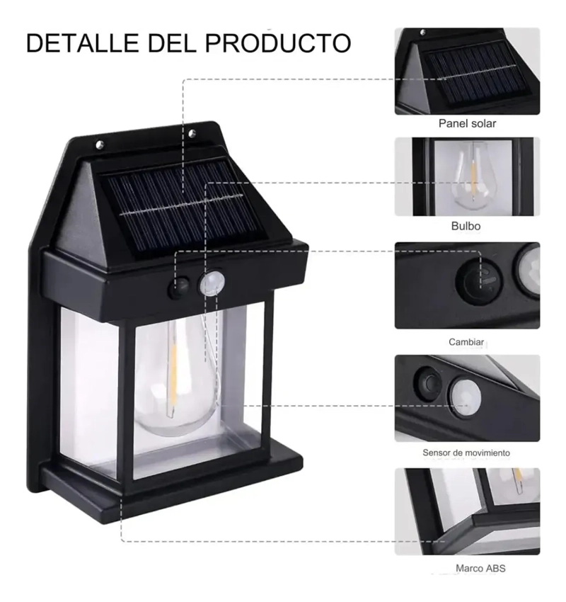 FOCO SOLAR EXTERIOR LED SENSOR MOVIMIENTO IMPERMEABLE - 4