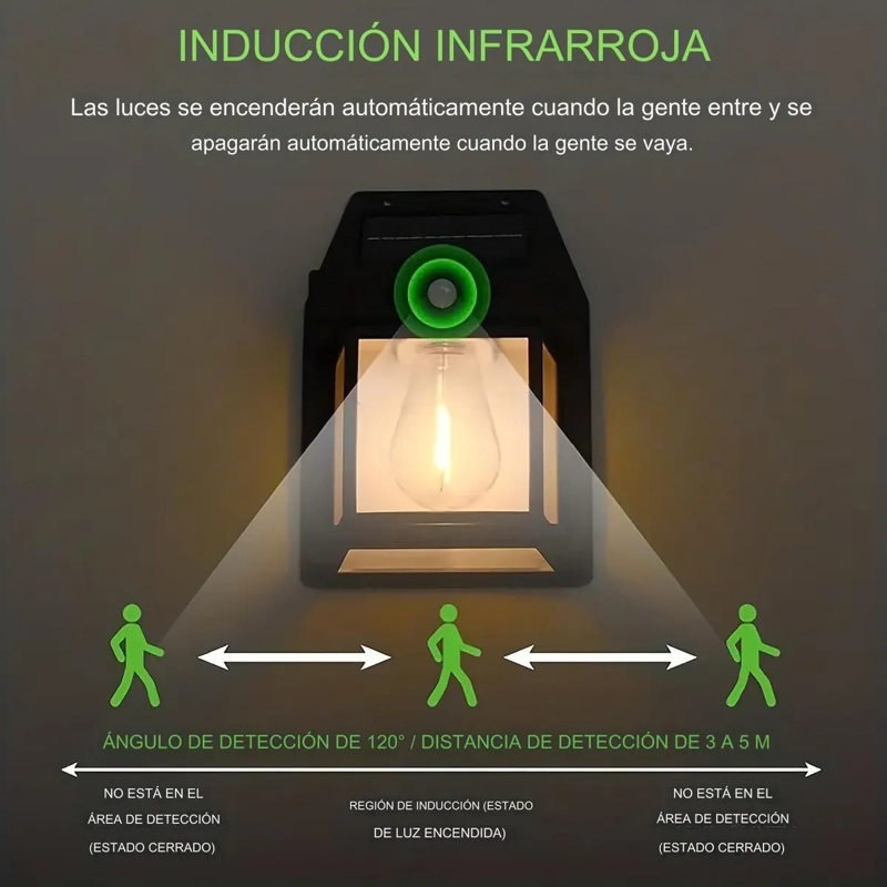 FOCO SOLAR EXTERIOR LED SENSOR MOVIMIENTO IMPERMEABLE - 6