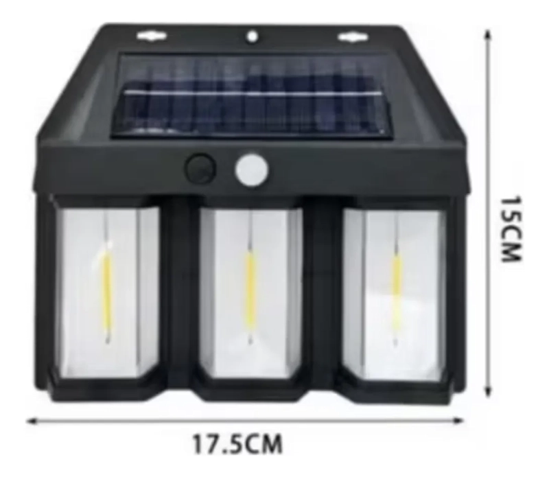 FOCO SOLAR EXTERIOR 3LUCES LED SENSOR MOVIMIENTO IMPERMEABLE - 2