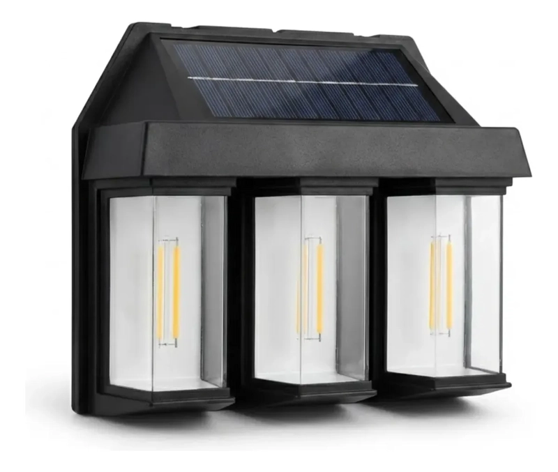 FOCO SOLAR EXTERIOR 3LUCES LED SENSOR MOVIMIENTO IMPERMEABLE - 3
