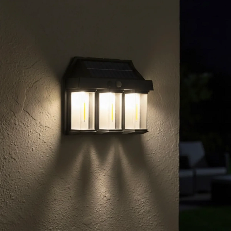 FOCO SOLAR EXTERIOR 3LUCES LED SENSOR MOVIMIENTO IMPERMEABLE - 7