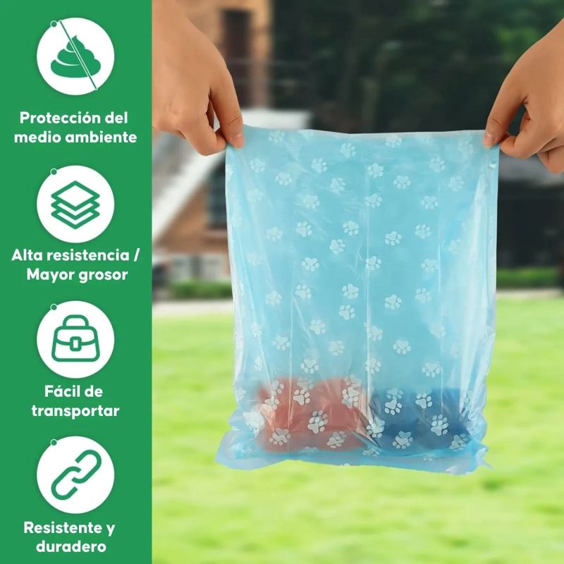 PACK 18 ROLLOS BOLSAS PARA DESECHO MASCOTAS DISEÑO HUELLAS - 5