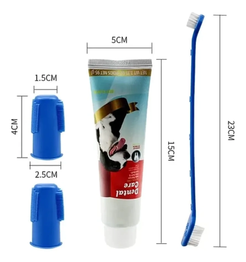 KIT DENTAL PARA MASCOTAS PASTA DE DIENTES Y 3 CEPILLOS - 3