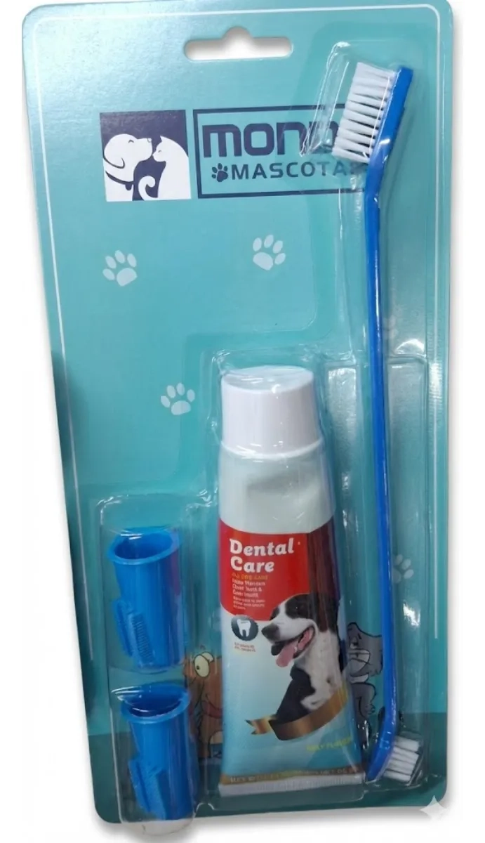 KIT DENTAL PARA MASCOTAS PASTA DE DIENTES Y 3 CEPILLOS - 6