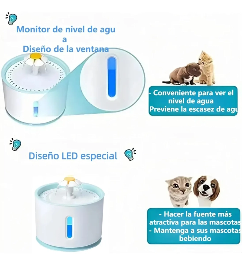 FUENTE DE AGUA PARA GATOS Y PERROS 2 4 LITROS SILENCIOSA - 2