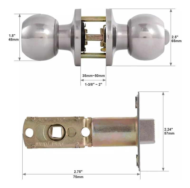 CERRADURA PUERTA PRINCIPAL ACERO INOXIDABLE CIRCULAR PLATA - 5