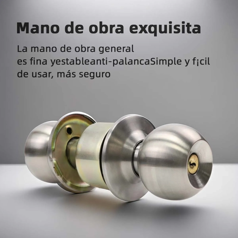 CERRADURA PUERTA PRINCIPAL ACERO INOXIDABLE CIRCULAR PLATA - 6