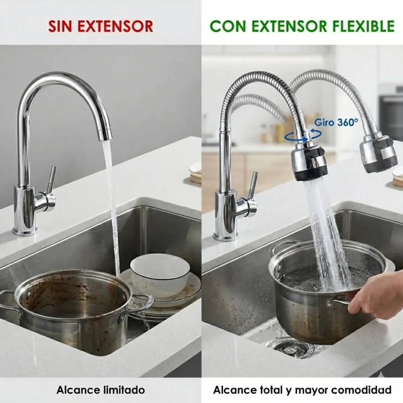 EXTENSOR DE GRIFO FLEXIBLE PARA LAVAPLATOS CUELLO DE CISNE - 4
