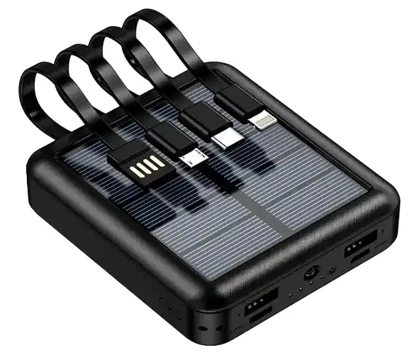 POWER BANK SOLAR IRM R19 10000MAH CARGA RAPIDA 4 EN 1 CONECTORES USB TIPO C NEGRO - 1