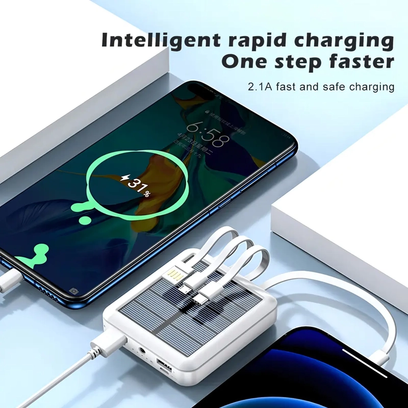 POWER BANK SOLAR IRM R19 10000MAH CARGA RAPIDA 4 EN 1 CONECTORES USB TIPO C NEGRO - 3