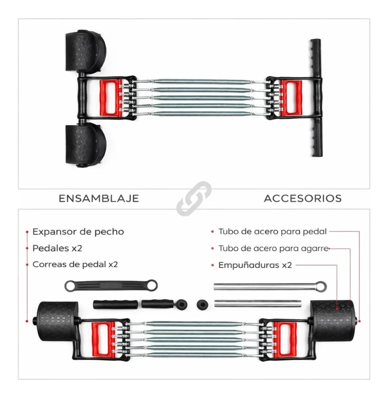 EXTENSOR ELASTICO DE RESORTE PARA PECHO Y BRAZOS FITNESS - 4