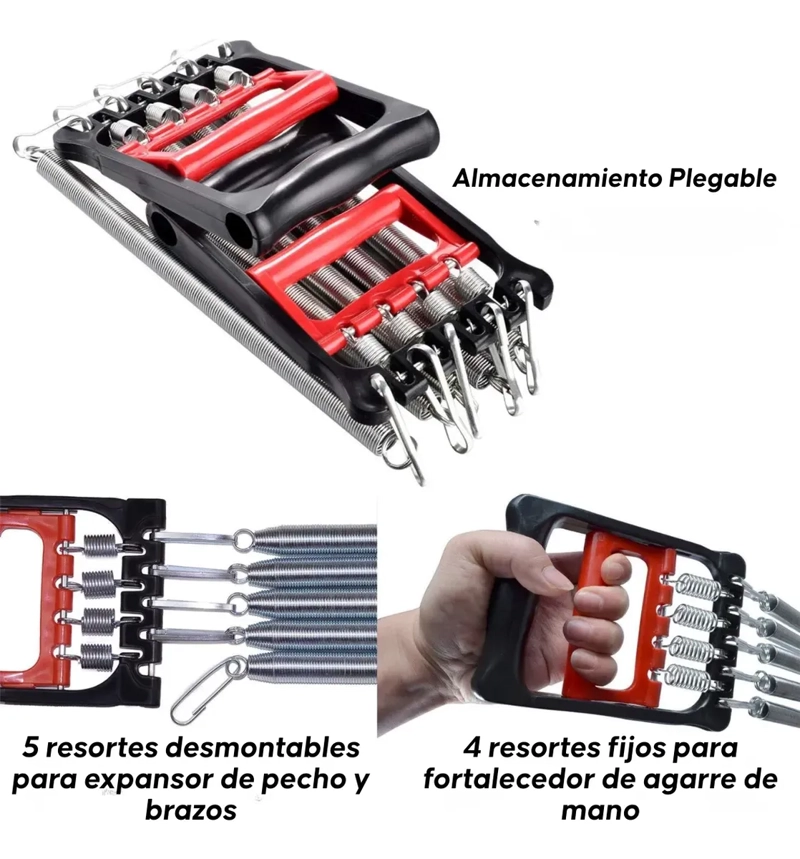 EXTENSOR ELASTICO DE RESORTE PARA PECHO Y BRAZOS FITNESS - 5