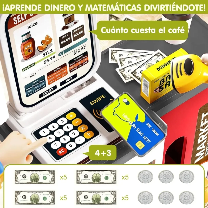 SET DE JUGUETE SUPERMARKET CAJA REGISTRADORA Y ACCESORIOS - 3