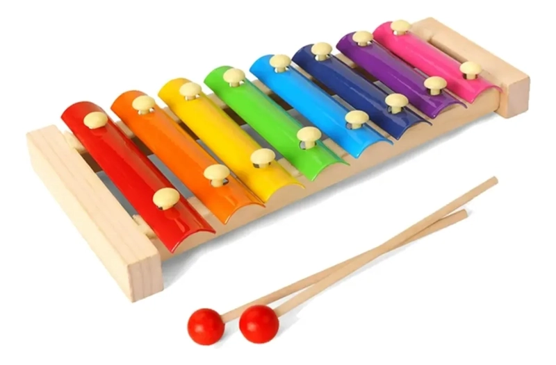 XILOFONO MUSICAL DE MADERA MULTICOLOR PARA NIÑOS 8 NOTAS - 1