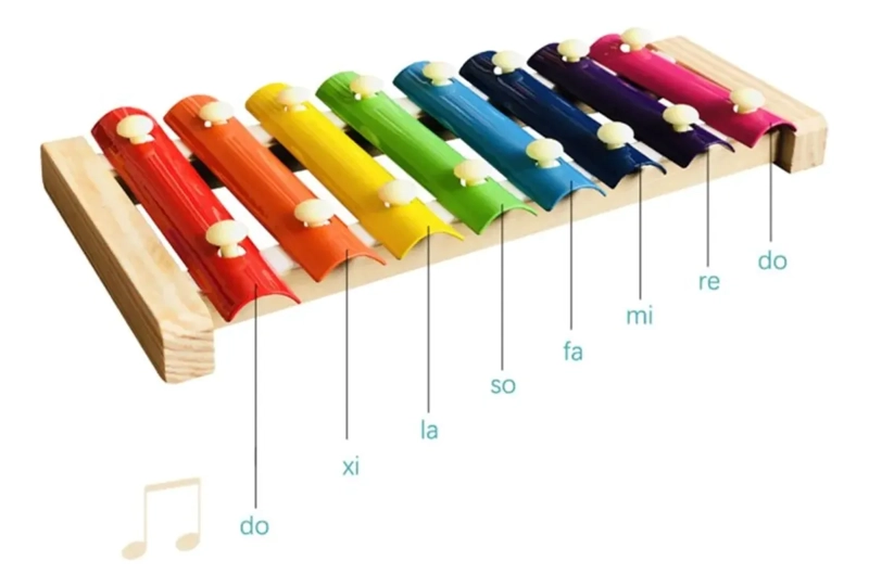 XILOFONO MUSICAL DE MADERA MULTICOLOR PARA NIÑOS 8 NOTAS - 3