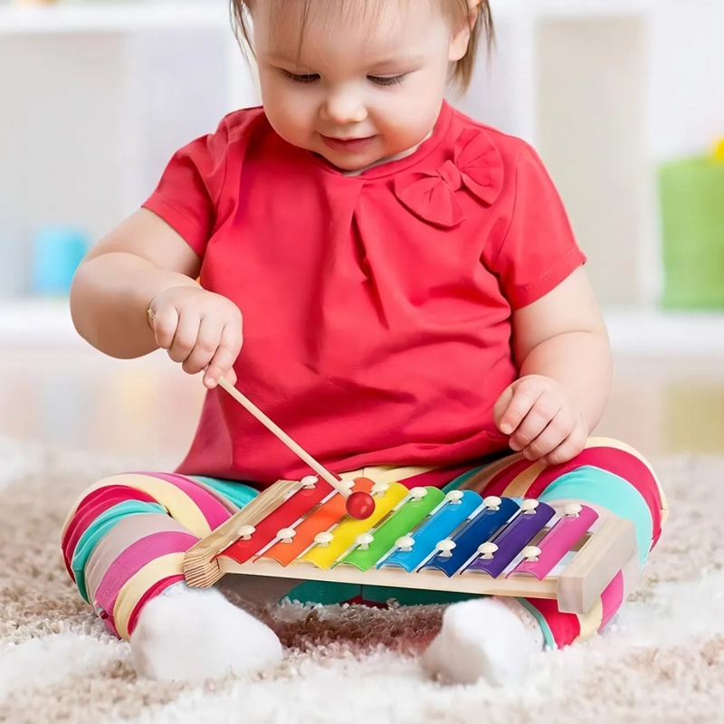 XILOFONO MUSICAL DE MADERA MULTICOLOR PARA NIÑOS 8 NOTAS - 6