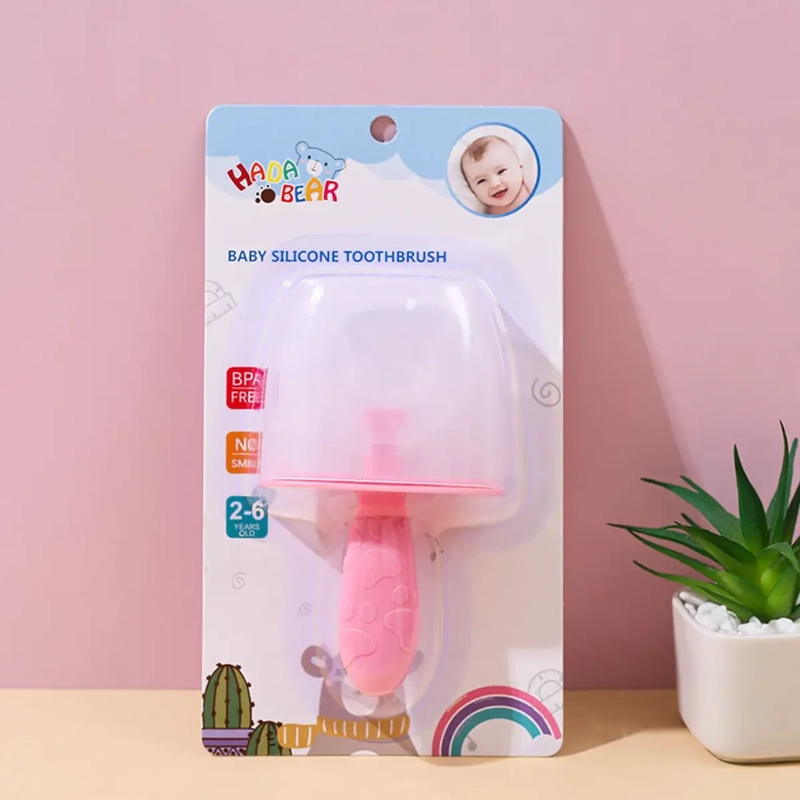 CEPILLO DE DIENTES ROSA SILICONA EN FORMA DE U PARA BEBE S NIÑOS - 8