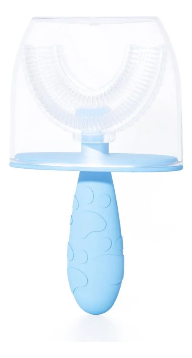 CEPILLO DE DIENTES AZUL SILICONA EN FORMA DE U PARA BEBE S NIÑOS - 1