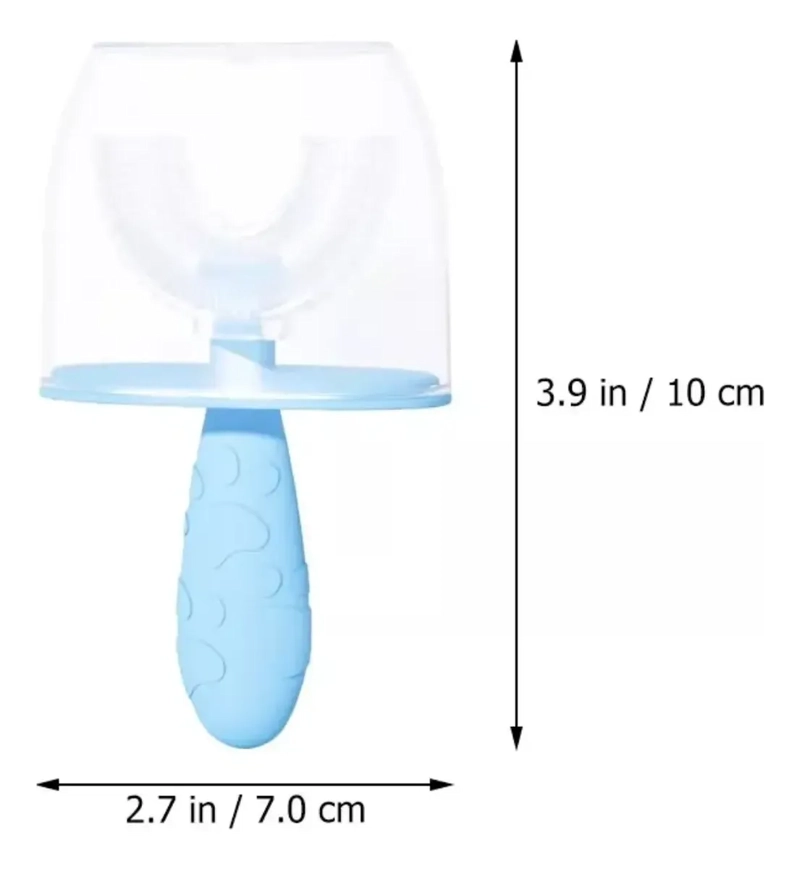 CEPILLO DE DIENTES AZUL SILICONA EN FORMA DE U PARA BEBE S NIÑOS - 2