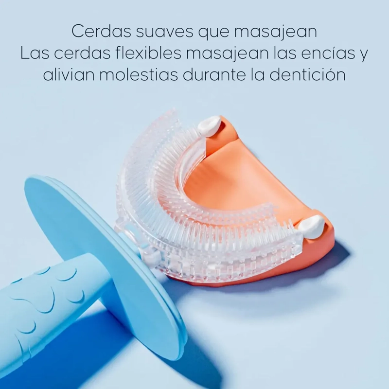 CEPILLO DE DIENTES AZUL SILICONA EN FORMA DE U PARA BEBE S NIÑOS - 4