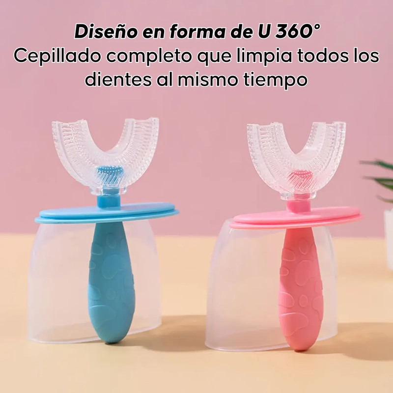 CEPILLO DE DIENTES AZUL SILICONA EN FORMA DE U PARA BEBE S NIÑOS - 5