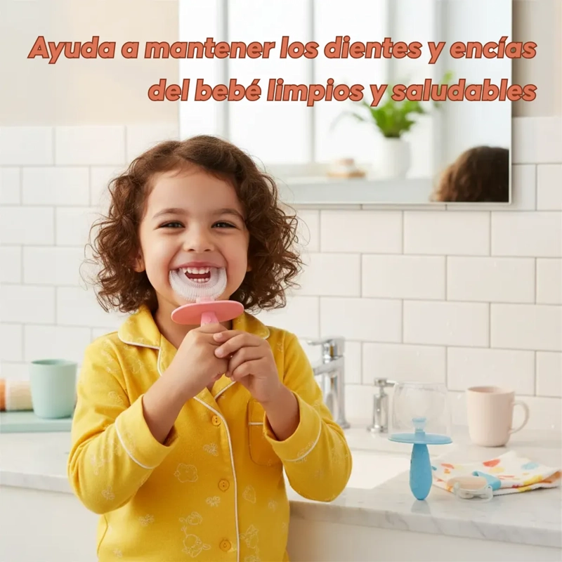 CEPILLO DE DIENTES AZUL SILICONA EN FORMA DE U PARA BEBE S NIÑOS - 6
