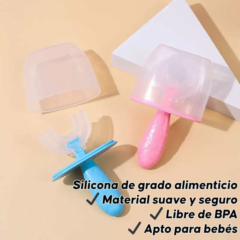 CEPILLO DE DIENTES AZUL SILICONA EN FORMA DE U PARA BEBE S NIÑOS - 7