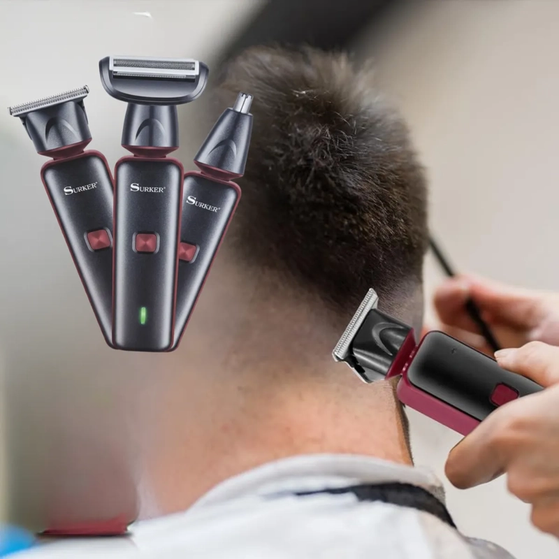 AFEITADORA HOMBRE 3EN1 RECARGABLE BARBA NARIZ SURKER SK-1200 - 3