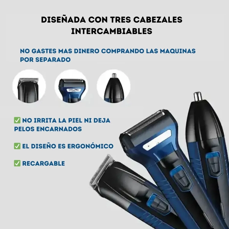 KIT DE AFEITADO HOMBRE PROFESIONAL 3 EN 1 RECARGABLE SK-6011 - 2