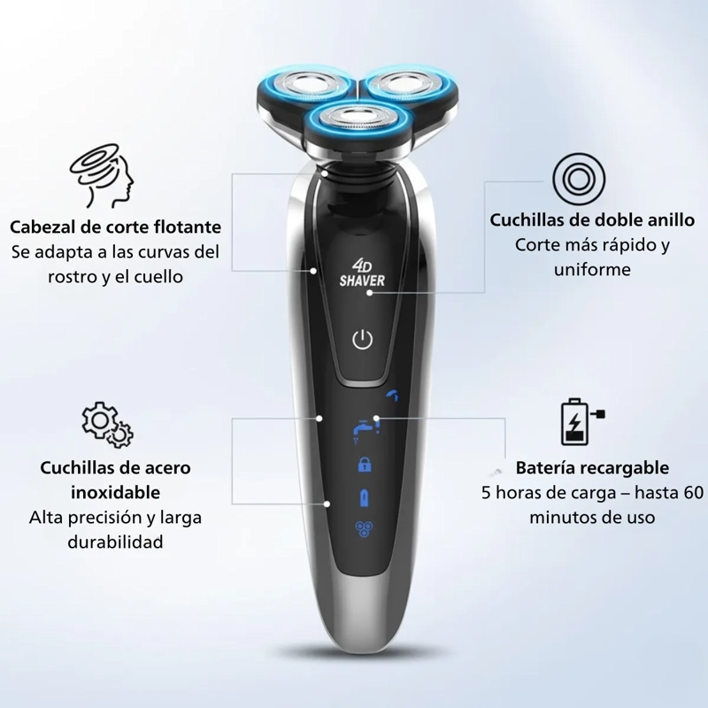 MAQUINA DE AFEITAR HOMBRE ROTATIVA GIRATORIA WATERPROOF 3007 - 3