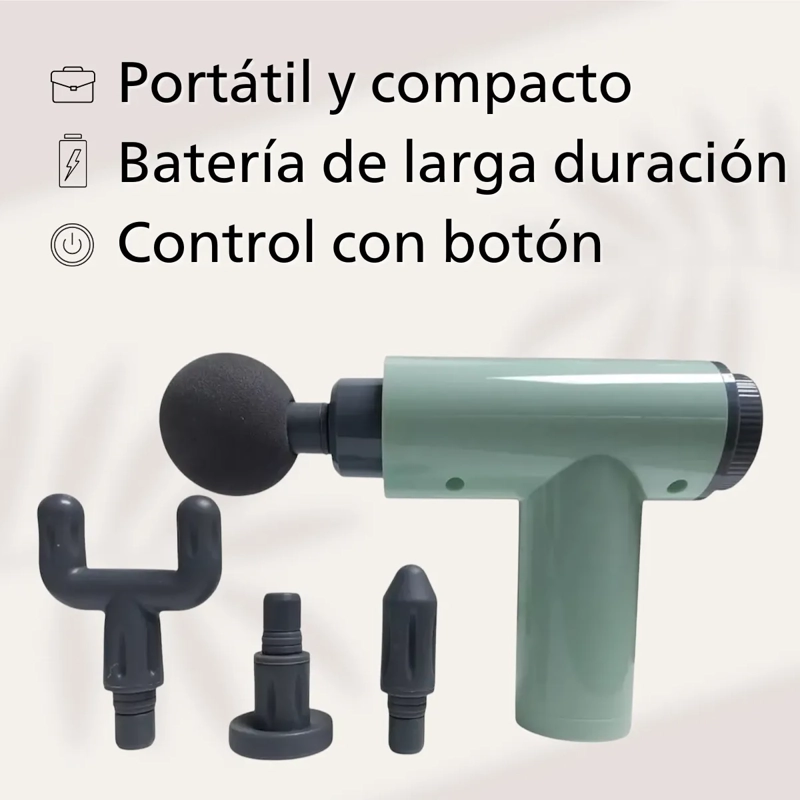 PISTOLA MASAJEADOR MUSCULAR PERCUSION ELE CTRICO +4 CABEZALES - 3
