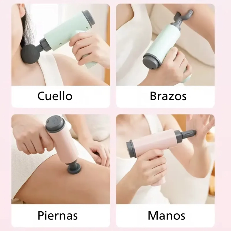 PISTOLA MASAJEADOR MUSCULAR PERCUSION ELE CTRICO +4 CABEZALES - 4