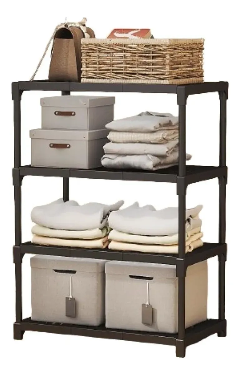 ESTANTE ORGANIZADOR COCINA MULTIUSO NEGRO 4 NIVELES RUEDAS 86X44CM - 1
