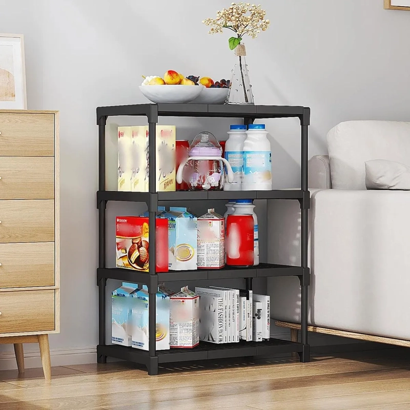 ESTANTE ORGANIZADOR COCINA MULTIUSO NEGRO 4 NIVELES RUEDAS 86X44CM - 5
