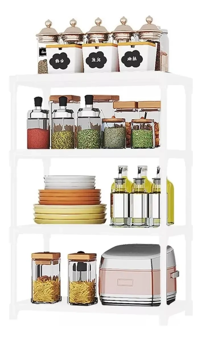 ESTANTE ORGANIZADOR COCINA MULTIUSO BLANCO 4 NIVELES RUEDAS 86X44CM - 1