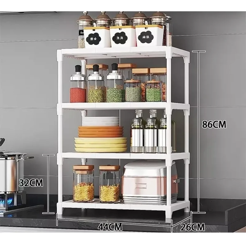 ESTANTE ORGANIZADOR COCINA MULTIUSO BLANCO 4 NIVELES RUEDAS 86X44CM - 2