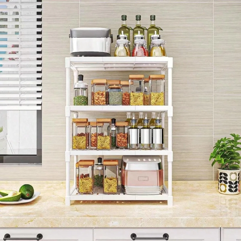ESTANTE ORGANIZADOR COCINA MULTIUSO BLANCO 4 NIVELES RUEDAS 86X44CM - 6